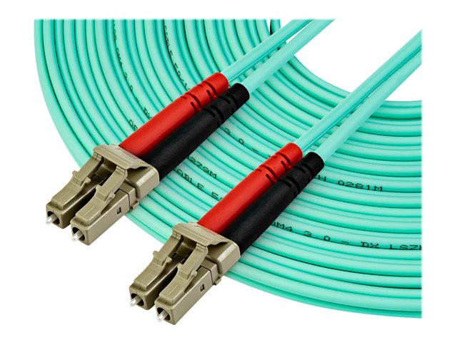 StarTech.com 10 m OM4 LC to LC Multimode Duplex Fiber Optic Patch Cable- Aqua - 50/125 - Fiber Optic Cable - 40/100Gb - LSZH (450FBLCLC10) - Patch cable - LC multi-mode (M) to LC multi-mode (M) - 10 m - fibre optic - duplex - 50 / 125 micron - OM4 - aqua