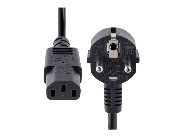 StarTech.com 1m (3ft) Computer Power Cord, 18AWG, EU Schuko to C13 Power Cord, 10A 250V, Black Replacement AC Cord, TV/Monitor Power Cable, Schuko CEE 7/7 to IEC 60320 C13 Power Cord - PC Power Supply Cable (713E-1M-POWER-CORD) - Power cable - power