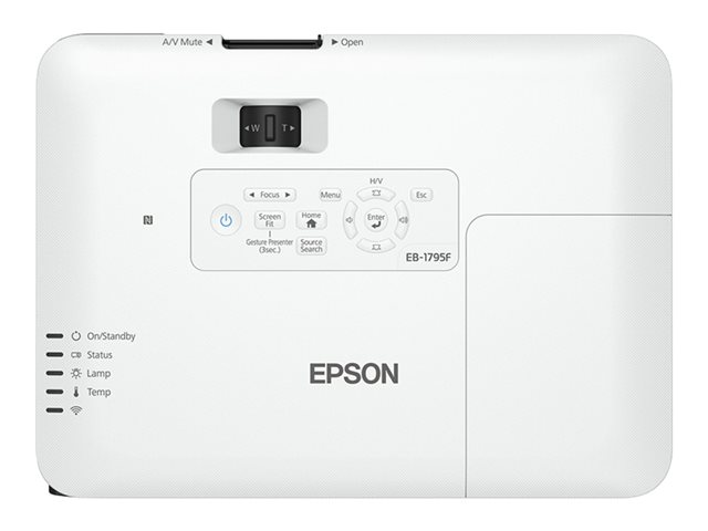 Epson EB-1795F - 3LCD projector - portable - 3200 lumens (white) - 3200 lumens (colour) - Full HD (1920 x 1080) - 16:9 - 1080p - 802.11n wireless / NFC / Miracast - black, white