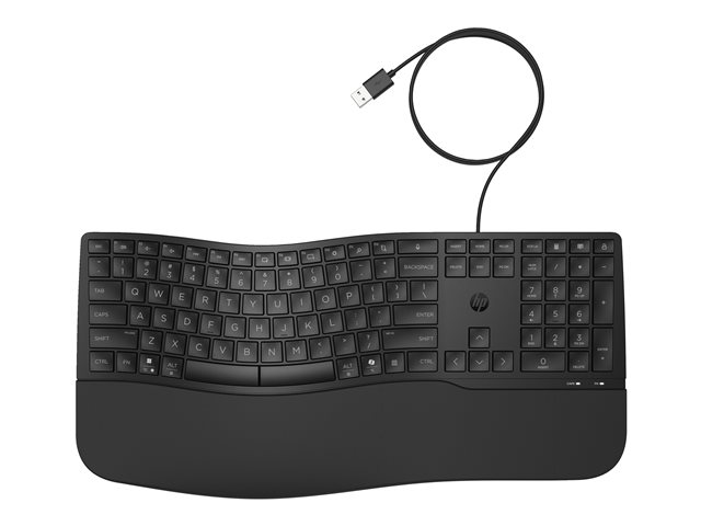 HP 480 Comfort - Keyboard - 3-zone layout, multi-device, 23 programmable keys - full size - USB - QWERTY - International English - black