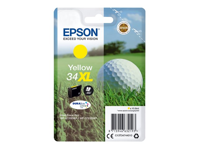 Epson 34XL - 10.8 ml - XL - yellow - original - blister - ink cartridge - for WorkForce Pro WF-3720, WF-3720DWF, WF-3725DWF