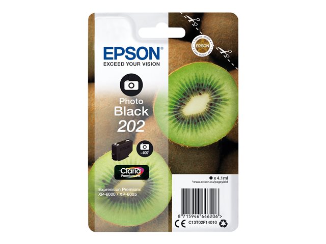 Epson 202 - 4.1 ml - photo black - original - blister - ink cartridge - for Expression Premium XP-6000, XP-6005, XP-6100, XP-6105