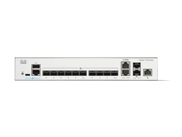 Cisco Catalyst 1300-12XS - Switch - L3 - smart - 10 x 10 Gigabit SFP+ + 2 x combo 10 Gigabit SFP+/RJ-45 - rack-mountable