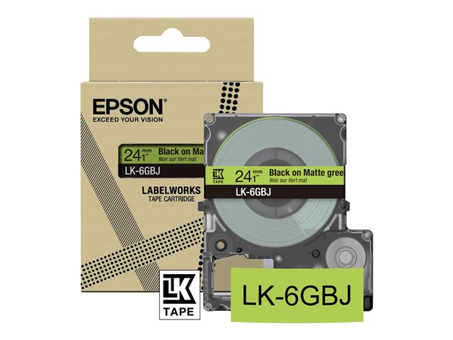 Epson LabelWorks LK-6GBJ - Black on matte green - Roll (2.4 cm x 8 m) 1 cassette(s) hanging box - tape cartridge - for LabelWorks LW-C610