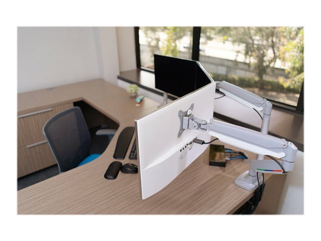 Kensington SmartFit One-Touch Dual Monitor Arm - Mounting kit - adjustable arm - for 2 monitors - metal - silver grey - screen size: 13\"-32\" - C-clamp, grommet, desk-mountable