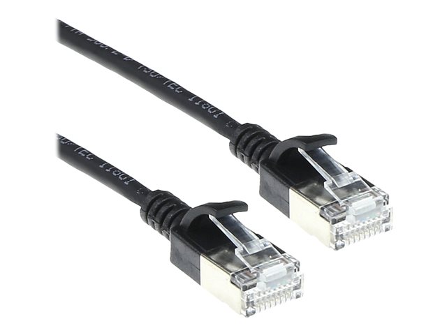 Zwarte 0.50 meter LSZH U/FTP CAT6A datacenter slimline patchkabel snagless met RJ45 connectoren - PolyBag