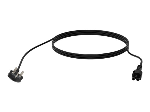 VISION Professional installation-grade Cloverleaf to UK plug power cable - LIFETIME WARRANTY - 250 V - 10 A - IEC 60320 C5 (\"Cloverleaf\") to UK BS1363 plug - outer diameter 7.1 mm - 3 m - black