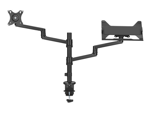 Neomounts DS20-425BL2 - Mounting kit (desk clamp mount, desk grommet, notebook tray, monitor arm, VESA adapter, notebook tray arm) - full-motion adjustable arm - for LCD display / notebook - steel - black - screen size: 17\"-27\" (LCD display) / 11.6\"-17.3\" (notebook)