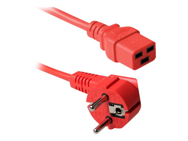 ACT 230V aansluitkabel schuko male (haaks) - C19 rood 0.6 m