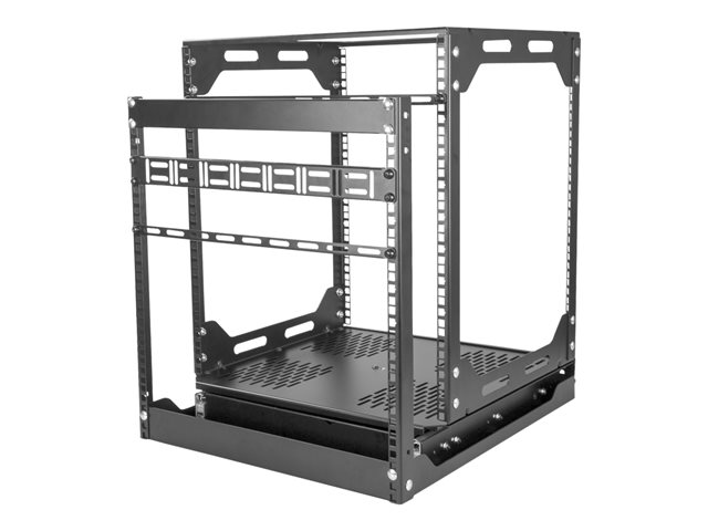 StarTech.com 12U Sliding Rotating Open Frame Network Rack, 4 Post AV /Data Rack, 16.7\" Deep Slide-Out IT Equipment Rack with Cable Management Pull Out/Pivoting Computer/Communications Rack - 12U Open Frame Rack (PORACK12U) - Rack open frame - floor m