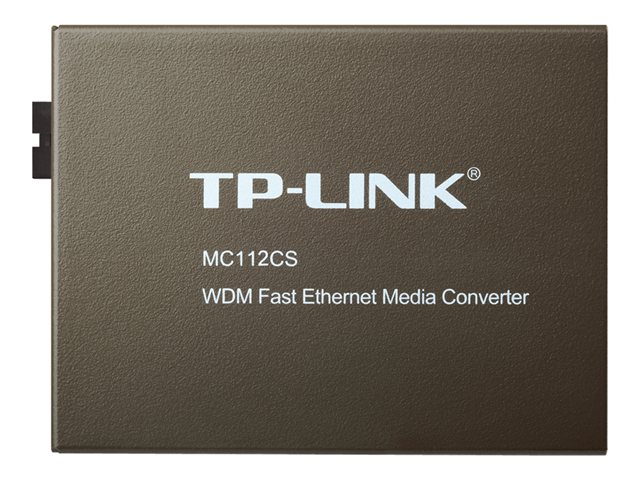 TP-Link MC112CS - Fibre media converter - 100Mb LAN - 10Base-T, 100Base-FX, 100Base-TX - RJ-45 / SC single-mode - up to 20 km - 1310 (TX) / 1550 (RX) nm