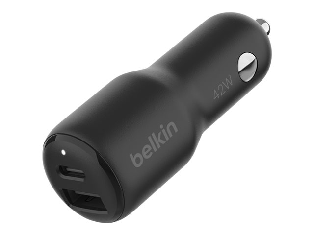 Belkin BoostCharge - Car power adapter - 42 Watt - PD 3.0, Fast Charge - 2 output connectors (USB, 24 pin USB-C)