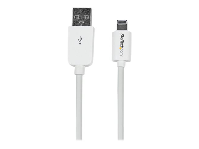 StarTech.com 3m (10ft) Long White Apple® 8-pin Lightning Connector to USB Cable for iPhone / iPod / iPad - Charge and Sync Cable (USBLT3MW) - Lightning cable - Lightning male to USB male - 3 m - white - for P/N: KITBXAVHDPEU, KITBXAVHDPNA, KITBXAVHDPUK, KITBXDOCKPEU, KITBXDOCKPUK, KITBZDOCK