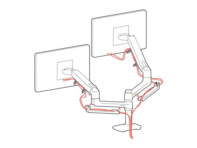 Ergotron LX - Mounting kit (desk clamp mount, pole, 2 articulating arms, 2 extension brackets) - for 2 LCD displays - aluminium, steel - white - screen size: up to 24\" - desktop