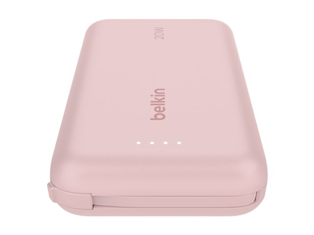 10k PD20w Integrated USB-C Cable Power Bank, Pink