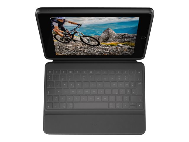 Logitech Rugged Folio - Keyboard and folio case - Apple Smart connector - French - for Apple 10.2-inch iPad (7th generation, 8th generation, 9th generation)