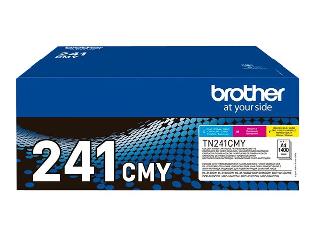 Brother TN241CMY - 3-pack - yellow, cyan, magenta - original - toner cartridge - for Brother DCP-9015, DCP-9020, HL-3140, HL-3150, HL-3170, MFC-9140, MFC-9330, MFC-9340