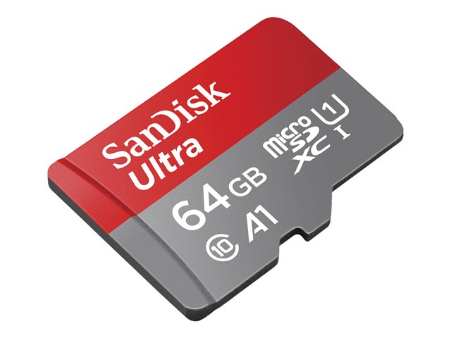 SanDisk Ultra - Flash memory card (microSDXC to SD adapter included) - 64 GB - A1 / UHS-I U1 / Class10 - microSDXC UHS-I