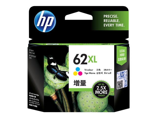 HP 62XL TRI-COLOR INK CARTRIDGE EN/RU/FR