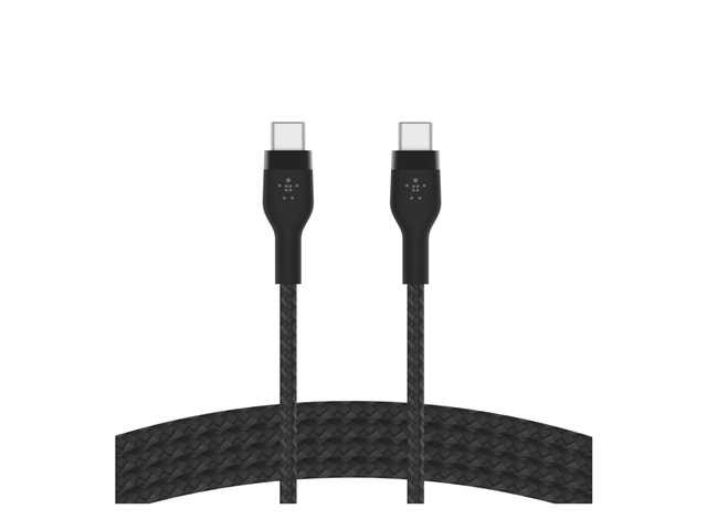 Belkin BoostCharge PRO Flex - USB cable - 24 pin USB-C (M) to 24 pin USB-C (M) - USB 2.0 - 3 A - 1 m - USB Power Delivery (60W) - black / white (pack of 2)