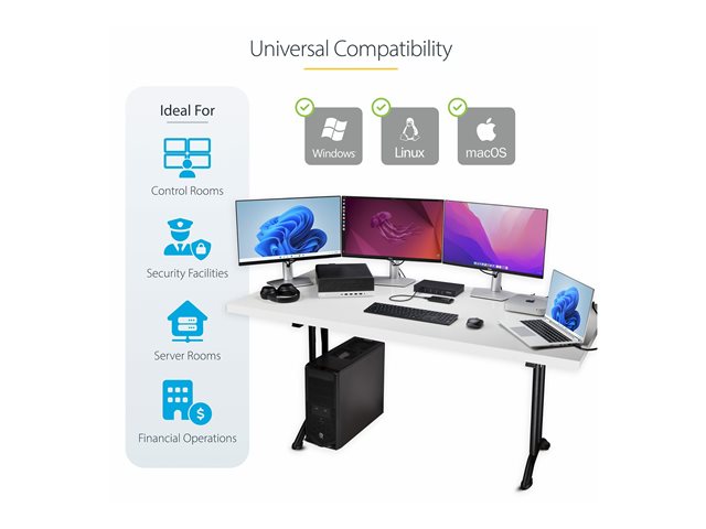 StarTech.com 4-Port KM Switch with Mouse Roaming, USB Switch for Keyboard/Mouse, 3.5mm and USB Audio, Peripheral Sharing for 4 Computers, USB 3.0 Switcher, TAA Compliant - Hotkey/Pushbutton Switching (P4A20132-KM-SWITCH) - Keyboard/mouse switch - 1 l