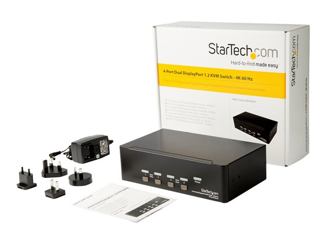 StarTech.com DisplayPort KVM - 4 port - 4K 60Hz - Dual Monitor KVM - DisplayPort Switch - KVM DisplayPort - Desktop KVM Switch (SV431DPDDUA2) - KVM / audio / USB switch - 4 x KVM / audio / USB - 1 local user - rack-mountable, desktop