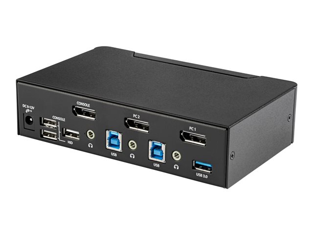 StarTech.com 2 Port DisplayPort KVM Switch, 4K 60Hz, Single Display, Dual Port UHD DP 1.2 USB KVM Switch with Integrated USB 3.0 Hub and Audio, Dell, HP, Apple, Lenovo, TAA Compliant - Keyboard/Video/Mouse Switch (SV231DPU34K) - KVM / audio / USB switch - 2 x KVM / audio / USB - desktop - TAA Compliant