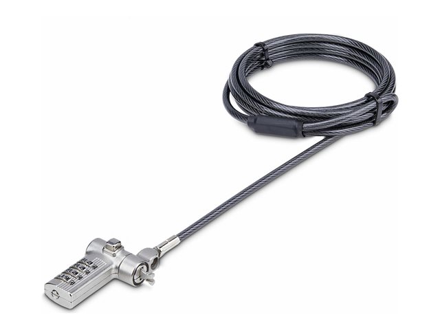 StarTech.com Universal Laptop Lock 6.6ft (2m), Security Cable For Notebook Compatible With Noble Wedge/Nano/K-Slot, Keyless Combination Locking Cable - Anti-Theft Cut-Resistant Steel Cable (UNIVC4D-LAPTOP-LOCK) - Security cable lock - silver, black - 2 m
