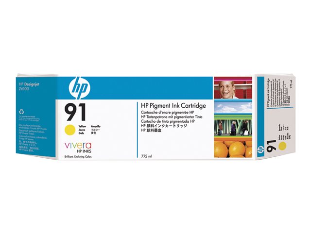HP 91 - 775 ml - yellow - original - DesignJet - ink cartridge - for DesignJet Z6100, Z6100ps