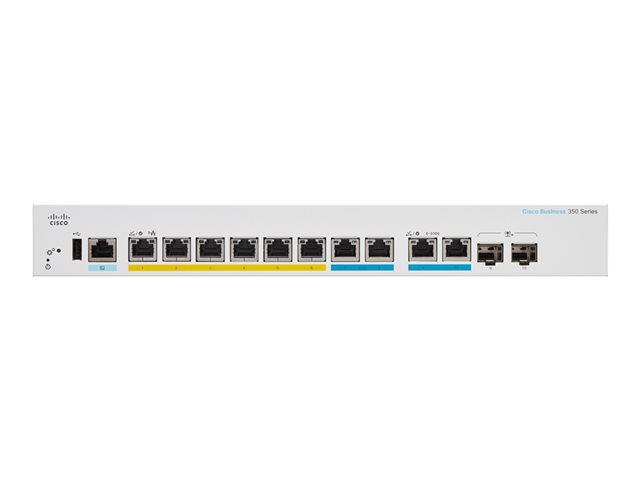 Cisco Business 350 Series CBS350-8MGP-2X - Switch - L3 - Managed - 6 x 10/100/1000 (PoE+) + 2 x 2.5GBase-T (PoE+) + 2 x combo 10 Gigabit SFP+/RJ-45 - rack-mountable - PoE+ (124 W)