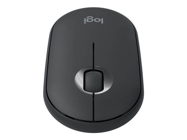Logitech Pebble M350 - Mouse - optical - 3 buttons - wireless - Bluetooth, 2.4 GHz - USB wireless receiver - graphite