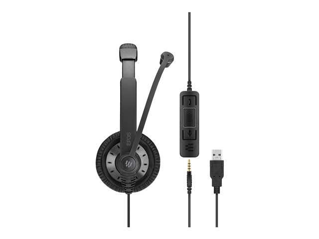 EPOS SC 75 USB MS - Headset - on-ear - wired - 3.5 mm jack, USB - black