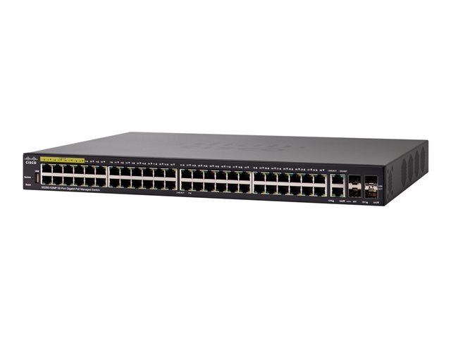 Cisco Small Business SG350-52MP - Switch - L3 - Managed - 48 x 10/100/1000 (PoE+) + 2 x combo Gigabit Ethernet/Gigabit SFP + 2 x Gigabit SFP - rack-mountable - PoE+ (740 W) - remanufactured