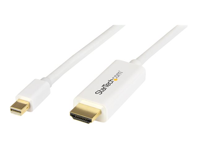 StarTech.com Mini DisplayPort to HDMI Converter Cable - 3 ft (1m) - mDP to HDMI Adapter with Built-in Cable - (M / M) Ultra HD 4K - White (MDP2HDMM1MW) - Adapter cable - Mini DisplayPort male to HDMI male - 1 m - white - 4K support