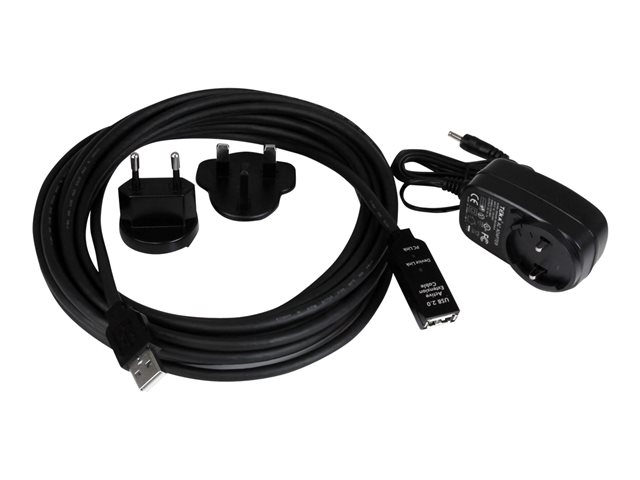 StarTech.com 5m USB 2.0 Active Extension Cable M/F - 5 meter USB A Male to USB A Female USB 2.0 Repeater / Extender Cable - Black - 15ft (USB2AAEXT5M) - USB extension cable - USB (F) to USB (M) - USB 2.0 - 5 m - active - black - for P/N: LTUB1MBK, SVA5H2NEUA, UUSBOTG