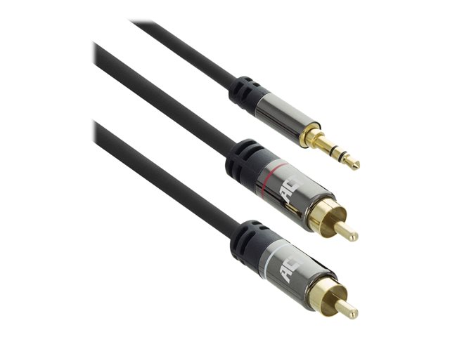 ACT - Audiokabel - mini-phone stereo 3.5 mm male naar RCA x 2 male - 15 m - beschermd - zwart