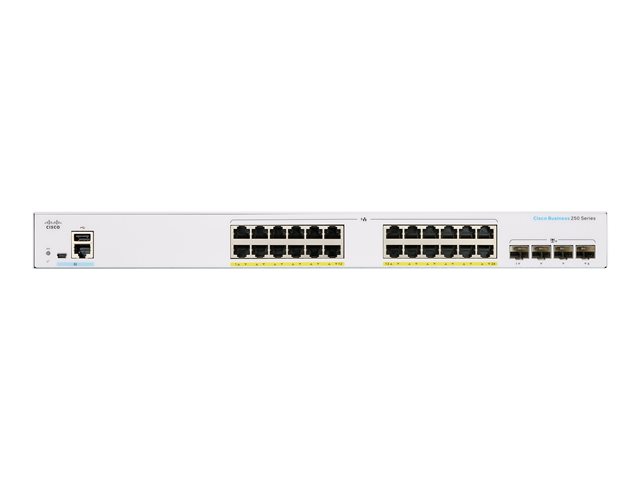 Cisco Business 250 Series CBS250-24T-4X - Switch - L3 - smart - 24 x 10/100/1000 + 4 x 10 Gigabit SFP+ - rack-mountable
