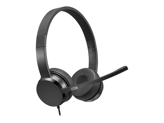 Lenovo - Headset - on-ear - wired - USB-A - black - CRU - for ThinkCentre M60q Chromebox, M70t Gen 3, ThinkCentre neo 70, ThinkPad E14 Gen 3