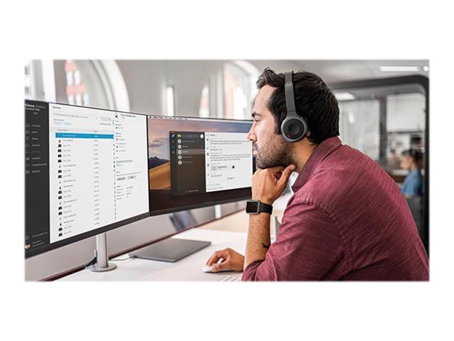 Cisco Headset 730 - Headset - on-ear - Bluetooth - wireless - active noise cancelling - USB, 3.5 mm jack - carbon black