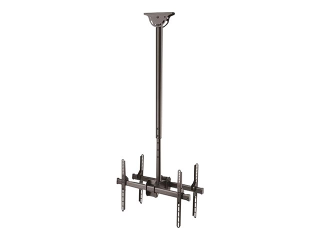 StarTech.com Dual TV Ceiling Mount, Back-to-Back Heavy Duty Hanging Dual Screen Mount with Adjustable Telescopic 3.5' to 5' Pole, Tilt/Swivel/Rotate, VESA Bracket for 32?-75\" Displays - Ceiling TV Bracket (FPCEILBTB) - Bracket - for flat panel - heavy duty steel - black - screen size: 32\"-75\" - ceiling mountable