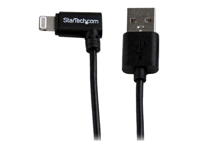 StarTech.com 2m 6ft Angled Black Apple 8-pin Lightning to USB Cable for iPhone iPod iPad - Angled Lightning Cable - Charge & Sync - 2 m (USBLT2MBR) - Lightning cable - Lightning male to USB male - 2 m - double shielded - black - angled connector - for P/N: ARMTBLTIW, SECTBLTDT, SECTBLTPOS, STNDTBLT1A5T, STNDTBLT1FS, STNDTBLTMOB