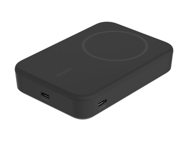 Belkin BoostCharge Pro - Wireless power bank - magnetic with Qi2 - 10000 mAh - 15 Watt - Fast Charge, PD - 2 output connectors (magnetic, 24 pin USB-C) - on cable: USB-C - black - for Apple iPhone 12, 13, 14, 15