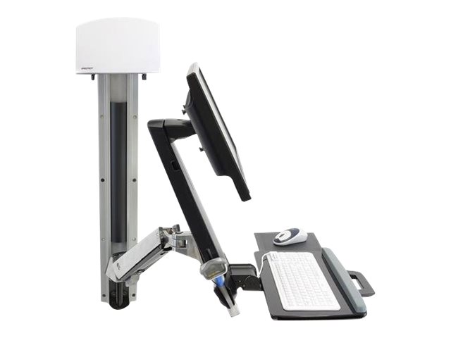 Ergotron StyleView - Mounting kit (handle, mouse holder, 2 track covers, 2 cable channels, wrist rest, barcode scanner holder, wall CPU mount, adjustable monitor arm, wall track 34\", CPU and arm track mount bracket kits, keyboard tray with left/right mouse tray, combo arm, VESA mount, medium CPU holder) - Constant Force Technology - for LCD display / PC equipment - sit-stand combo system - aluminium, high-grade plastic - polished aluminium - screen size: up to 24\"