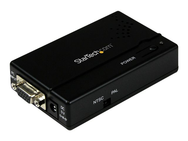 StarTech.com High Resolution VGA to Composite (RCA) or S-Video Converter - PC to TV Video Adapter - 1600x1200 RGB to TV (VGA2VID) - Video converter - VGA - composite video, S-video - black