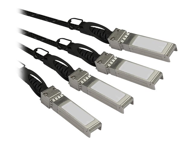 StarTech.com MSA Uncoded Compatible 3m 40G QSFP+ to 4x SFP+ Direct Attach Breakout Cable Twinax, 40GbE QSFP+ to 4x SFP+ Copper DAC 40 Gbps Low Power Passive Transceiver Module DAC Cable - Lifetime Warranty (QSFP4SFPPC3M) - Breakout cable - QSFP+ latched to SFP+ latched - 3 m - twinaxial - SFF-8431/SFF-8432/SFF-8436 - passive - black