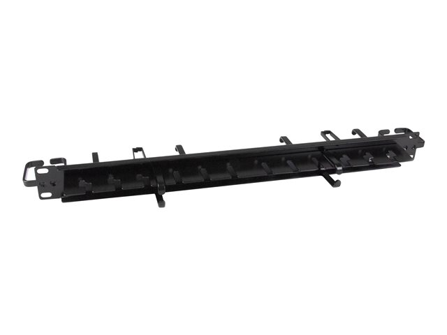 1U 19IN HORIZONTAL CABLE MANAGEMENT PANEL - FULL-FEATURED COMBO OF HORIZONTAL FINGER DUCTS VERTICAL/ HORIZONTAL D-RING HOOKS - DURABLE STEEL - ONE-PIECE CABLE MANAGER