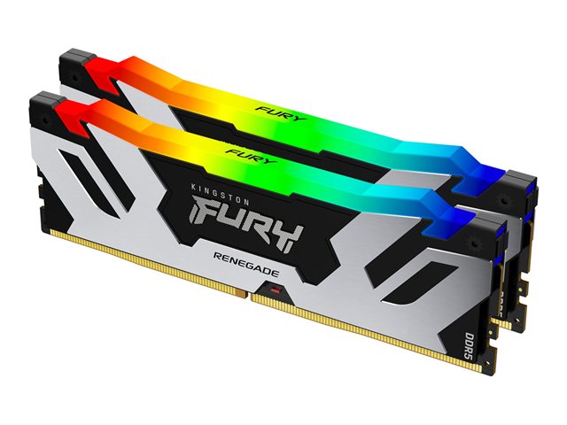 Kingston FURY Renegade RGB - DDR5 - kit - 96 GB: 2 x 48 GB - DIMM 288-pin - 6400 MHz / PC5-51200 - CL32 - 1.4 V - unbuffered - on-die ECC - black & silver