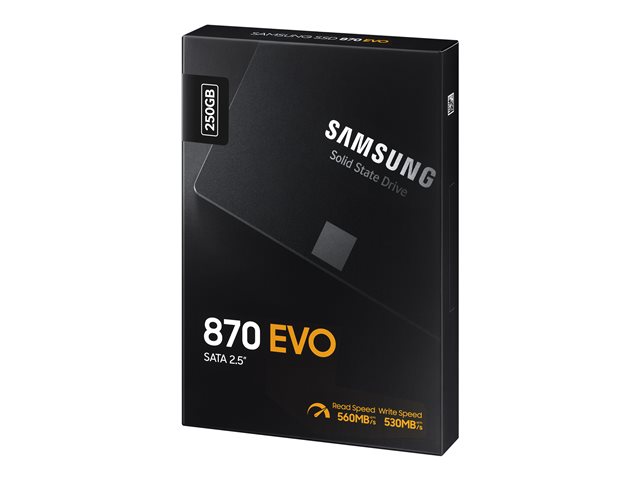 Samsung 870 EVO MZ-77E250B - SSD - encrypted - 250 GB - internal - 2.5\" - SATA 6Gb/s - buffer: 512 MB - 256-bit AES - TCG Opal Encryption