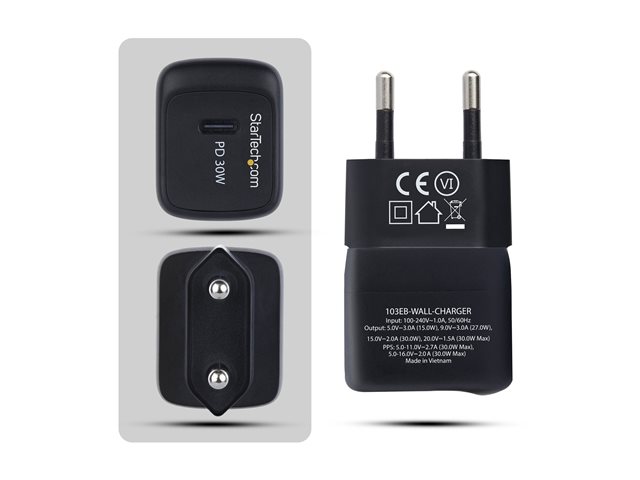 30W USB-C Wall Charger 5V/9V/15/20V