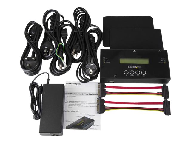 StarTech.com 1:1 Hard Drive Duplicator and Eraser for 2.5\"/ 3.5\" SATA (I/II/III) & SAS (I/II) HDD SSD - LCD & RS-232 - Cloner & Wiper (SATSASDUPE11) - Solid state / hard drive duplicator - 1 bays (SATA-600 / SAS-2)